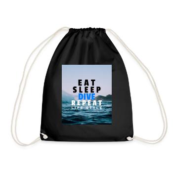 EAT SLEEP DIVE REPEAT diver holiday hobby shirt - Drawstring Bag - black - Front