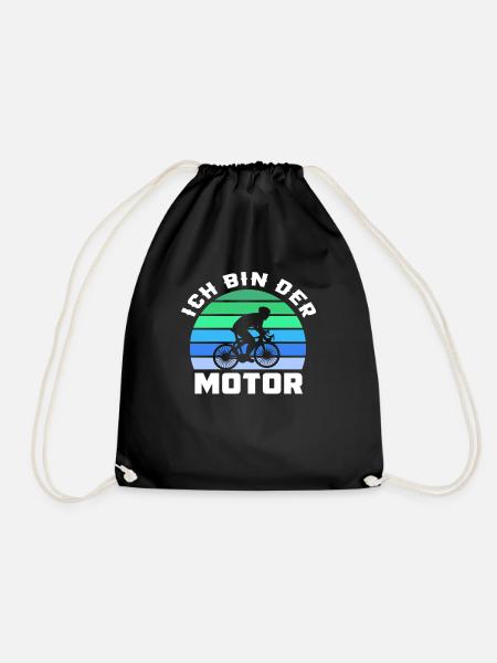 E-Bike Mountain Bike Bicycle Cyclist Cycling - Drawstring Bag - black