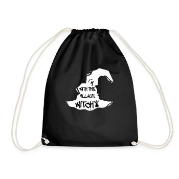funny halloween saying gift idea witch witches - Drawstring Bag - black - Front