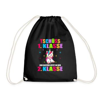 Tschüss 1.Klasse Ich Glitzer Jetzt In Der 2.Klasse - Turnbeutel - Schwarz - Vorne