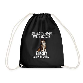 Australian Shepherd Personal Hunde Halter Geschenk - Turnbeutel - Schwarz - Vorne