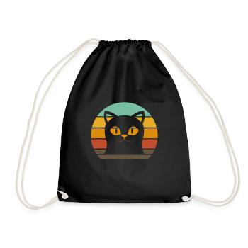 Retro Cat Vintage funny Cat Mom Dad - Turnbeutel - Schwarz - Vorne