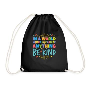 Autismus Autist Asperger Syndrom Puzzel Geschenk - Turnbeutel - Schwarz - Vorne