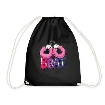 BRAT Plüschhandschellen DDLG böses Mädchen Humor - Turnbeutel - Schwarz - Vorne