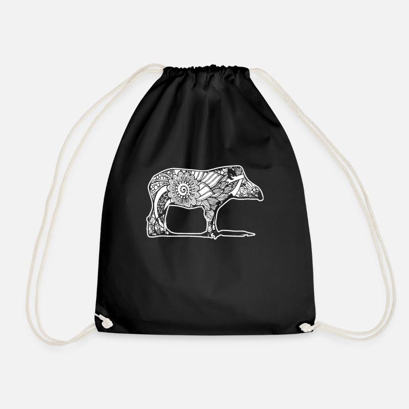 Tapir Tapir Blumenmuster - Turnbeutel - Schwarz