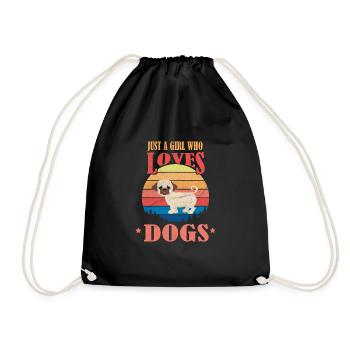 Girl loves dogs - Drawstring Bag - black - Front