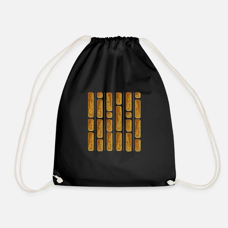 Egyptian hieroglyphics characters archeology - Drawstring Bag - black