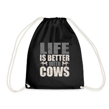 Cow lover cow farmer gift idea - Drawstring Bag - black - Front