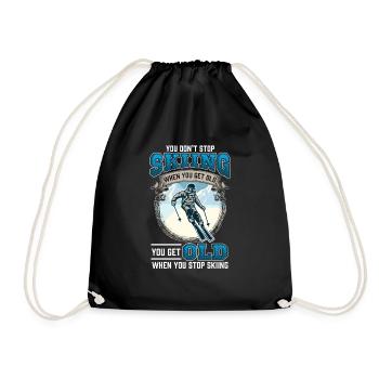 Ski neige montagnes vieux skieur sport d'hiver - Sac de sport léger - noir - Devant