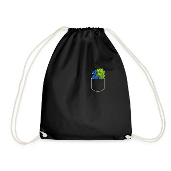 Pfau in Der Brusttasche Pfauen T-Shirt - Turnbeutel - Schwarz - Vorne