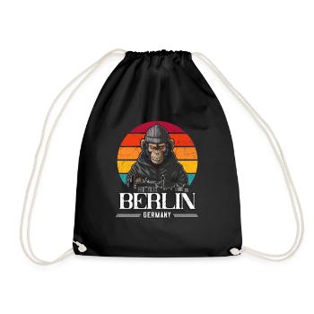 Berlin Retro Affe Berliner - Turnbeutel - Schwarz - Vorne