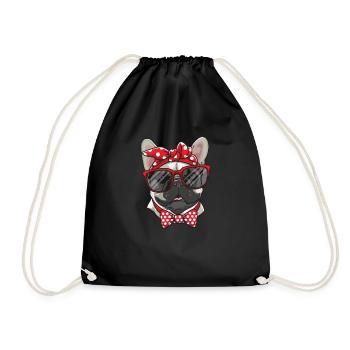 Süße französische Bulldogge mit Sonnenbrille - Turnbeutel - Schwarz - Vorne