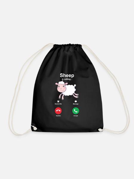 sheep - Drawstring Bag - black