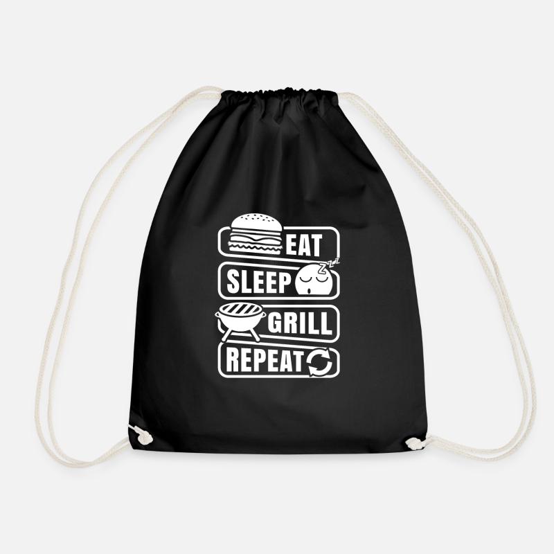 Funny BBQ Barbeque Grill Shirt Gift - Drawstring Bag - black