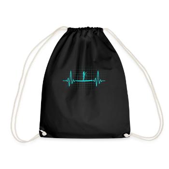 Stand-up paddling Stand-up paddling EKG heartbeat - Drawstring Bag - black - Front