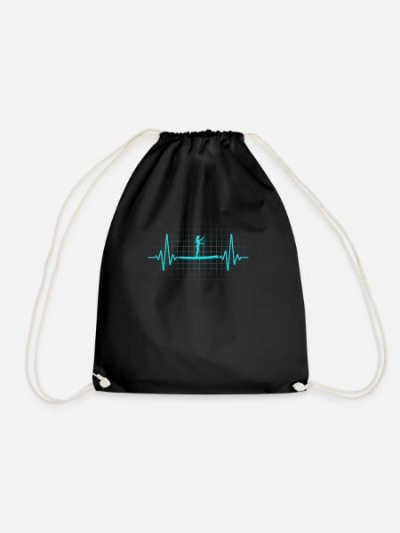 Stehpaddeln Standup Paddeling EKG Herzschlag - Turnbeutel - Schwarz