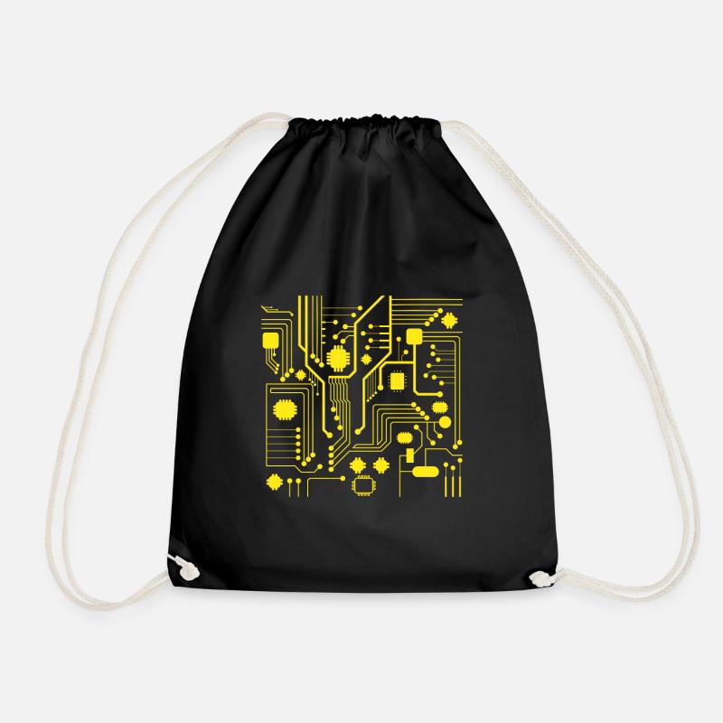 Mainboard Motherboard Circuit CPU Nerd - Drawstring Bag - black