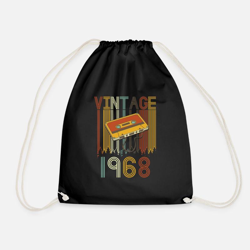 Vintage 1968 retro - Drawstring Bag - black