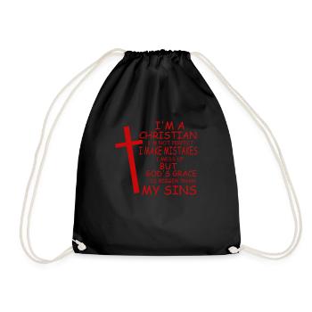 I'm A Christian - God Jesus Gift - Drawstring Bag - black - Front