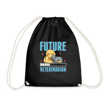 Future Veterinarian Vet Student Funny Dogtor - Drawstring Bag - black - Front