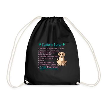 Labra-Law Funny Labrador, Labrador Gift Idea for L - Drawstring Bag - black - Front