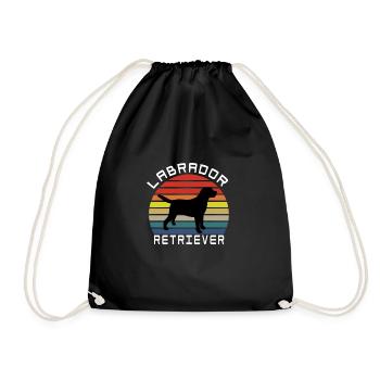 Vintage Retro Dog Gifts Labrador Retriever Lovers - Drawstring Bag - black - Front