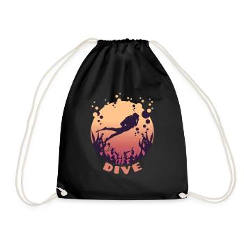 Diving dive diving snorkeling diver gift - Drawstring Bag - black - Front