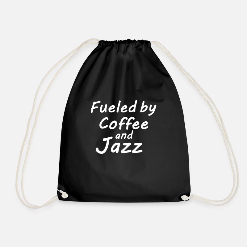 Coffee and Jazz Saying Gift - Drawstring Bag - black
