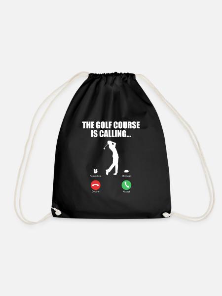 The Golf Course Is Calling Cool golfer gift - Drawstring Bag - black