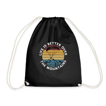 Live Is Better Over The Mountains Paragliding - Drawstring Bag - black - Front