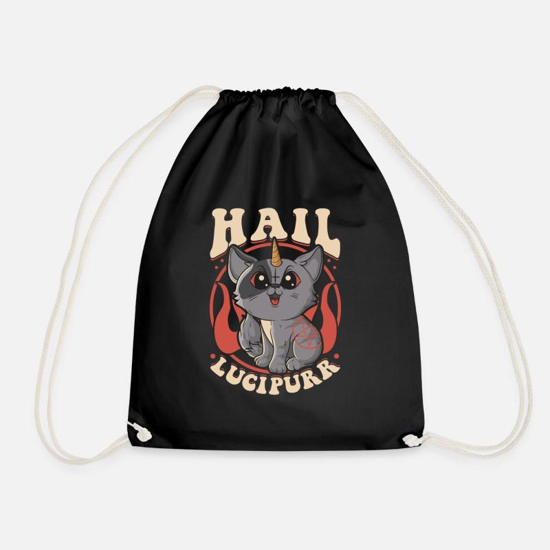 Nette & lustige satanische Hagel Lucipurr Regenbogen Kitty - Turnbeutel - Schwarz