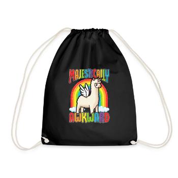 Arc en ciel majestueux lama licorne ange - Sac de sport léger - noir - Devant