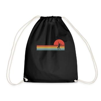 Tennis player retro vintage tennis coach gift - Drawstring Bag - black - Front