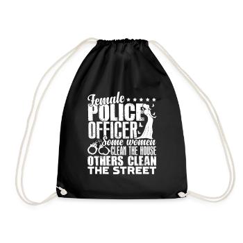 Police Officer Female Police Officer - Drawstring Bag - black - Front