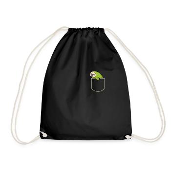 Owl Parrot In Pocket Gift Kakapo Pocket T-Shirt - Drawstring Bag - black - Front