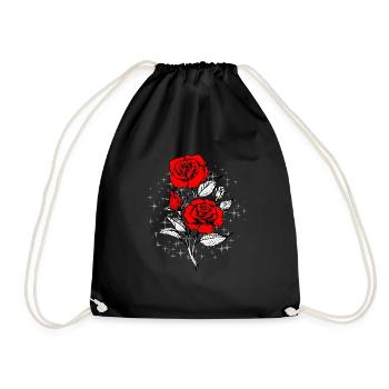 Tattoo red roses - Drawstring Bag - black - Front
