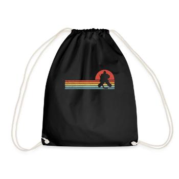 Ice hockey goalkeeper retro gift ice hockey goal - Drawstring Bag - black - Front