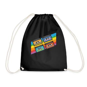 Vintage colorful cassette tape - Drawstring Bag - black - Front