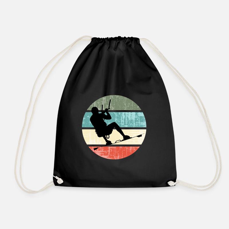 KITE Kiten Kiteboarding Kitesurfen Retro - Turnbeutel - Schwarz