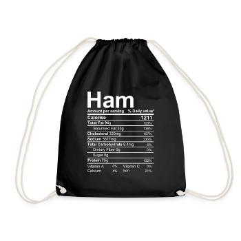 Étiquette de valeur nutritive du jambon - Sac de sport léger - noir - Devant