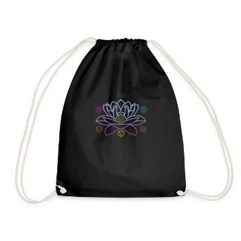 Lotus enlightenment 7 chakras lotus flower - Drawstring Bag - black - Front