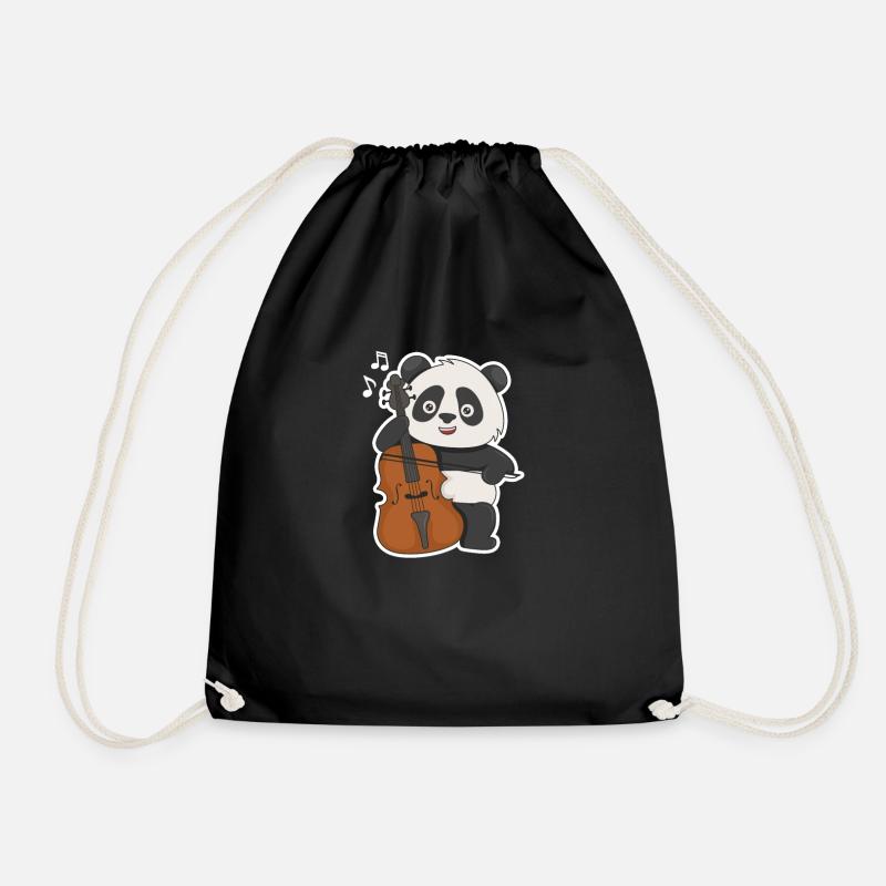 Cello panda design for a cellist - Drawstring Bag - black