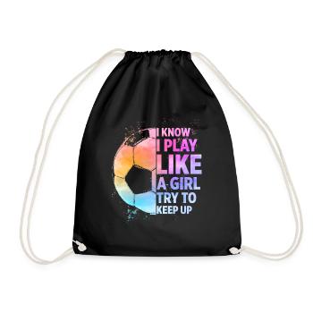 Soccer Girls Statement Soccer Player - Drawstring Bag - black - Front