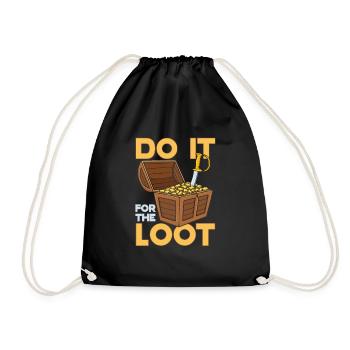 Pen and Paper D20 Dice RPG Loot D20 dice - Drawstring Bag - black - Front