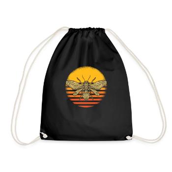 Bee Retro - Drawstring Bag - black - Front