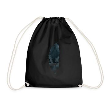 Plume avec coiffe silhouette de loup indien - Sac de sport léger - noir - Devant