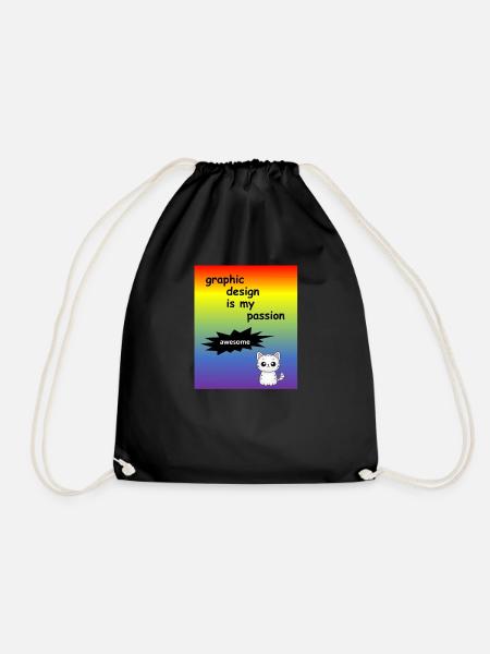 graphic design is my passion - designer professional - Drawstring Bag - black