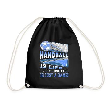 Handball ist das Leben Alles andere ist nur ein Spiel - Turnbeutel - Schwarz - Vorne