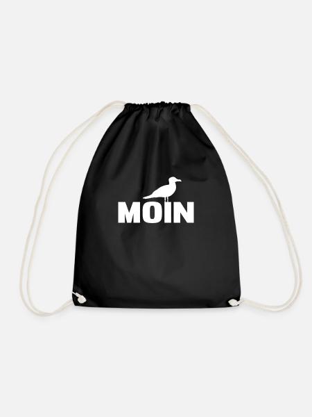 Moin Möwe Möve Nordeutschland Vogel Küste Geschenk - Turnbeutel - Schwarz