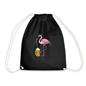 Flamingo buvant de la bière - Sac de sport léger - noir - Devant